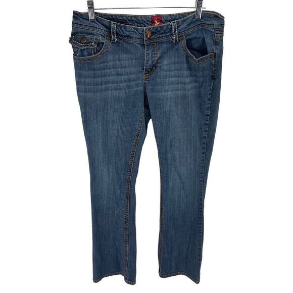 Sasson Womens Vintage Jeans Stretch Flap Pocket Tapered Leg Medium Wash Blue 10 - Picture 1 of 13